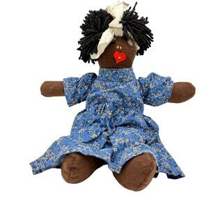 Primitive Black African rag doll handmade folk art shelf sitter home decor
